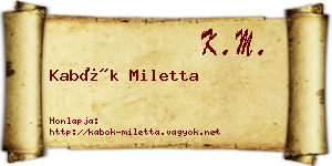 Kabók Miletta névjegykártya